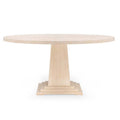 Table à manger ronde sur pied Breanna en chêne cérusé blanchi de style Art déco