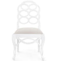Chaise de salle à manger Loop en acajou laqué blanc avec treillis
