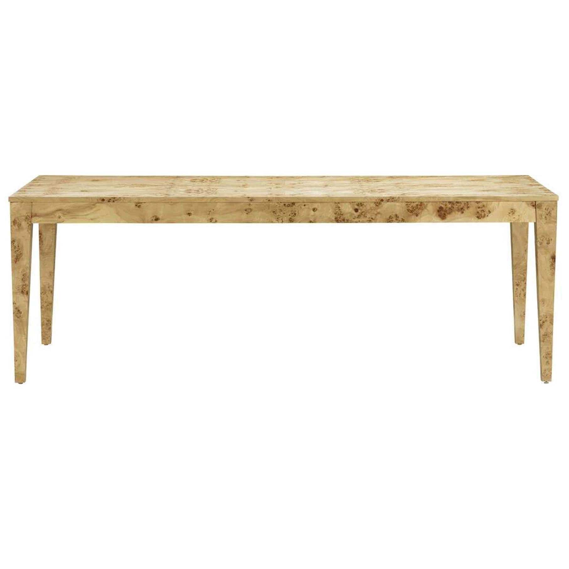 Table à manger rectangulaire Jackie Natural Burl pour huit personnes