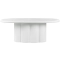 Table à manger ovale Hannah en faux béton de plâtre avec piédestal, pour l'intérieur et l'extérieur