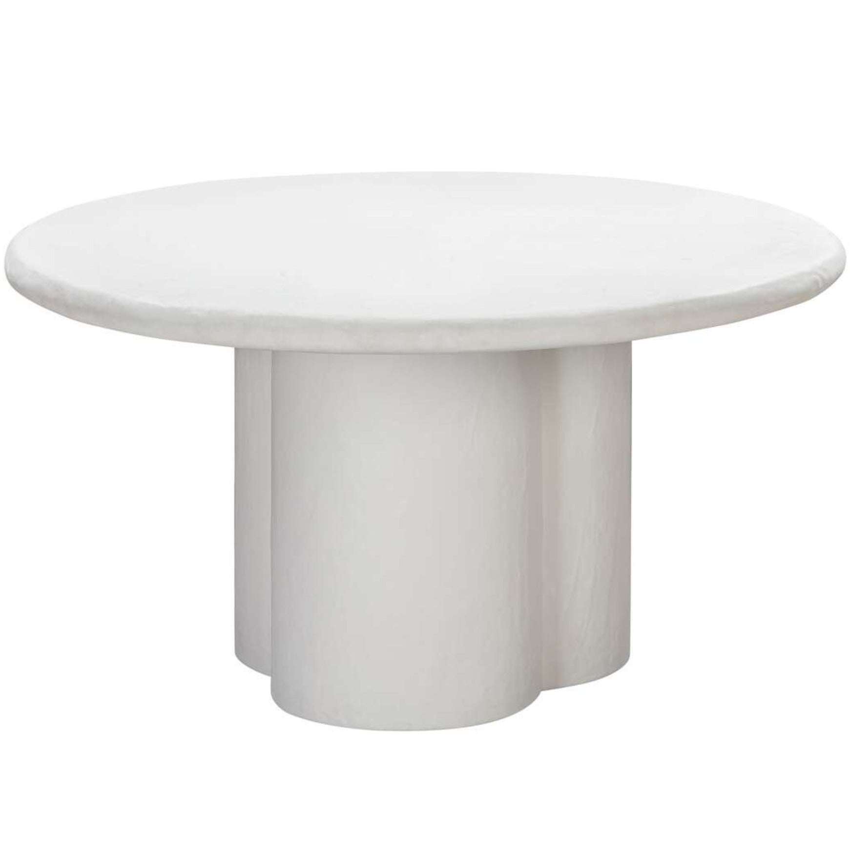 Table à manger ronde Hannah en imitation plâtre et béton, pour intérieur et extérieur