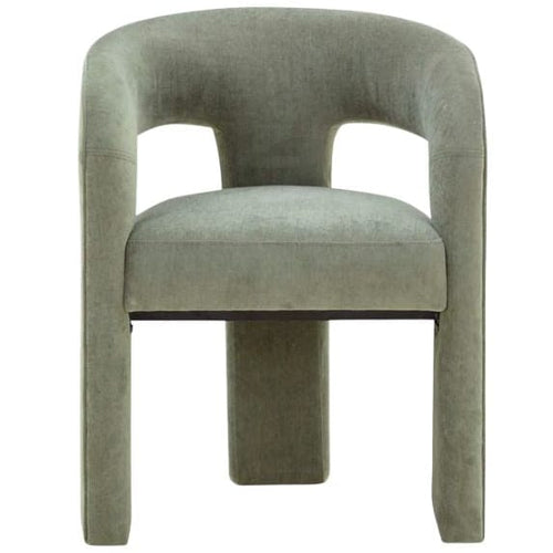 Chaise de salle à manger Capone en chenille, dossier tonneau, accoudoirs ouverts, entièrement rembourrée