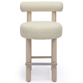 Tabouret de comptoir Charles Velvet Boucle en mousse haute densité et pieds en bois