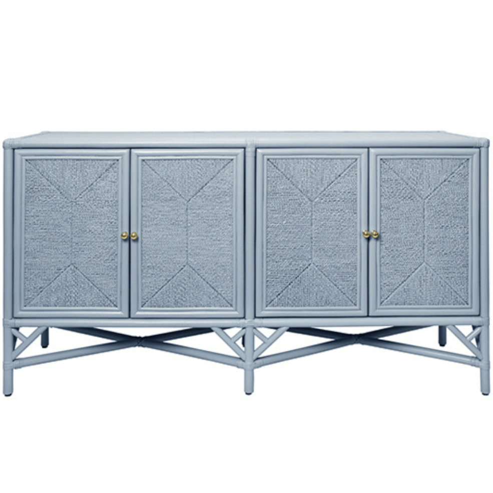 Bahut Eleanor Rattan à quatre portes peint en bleu clair