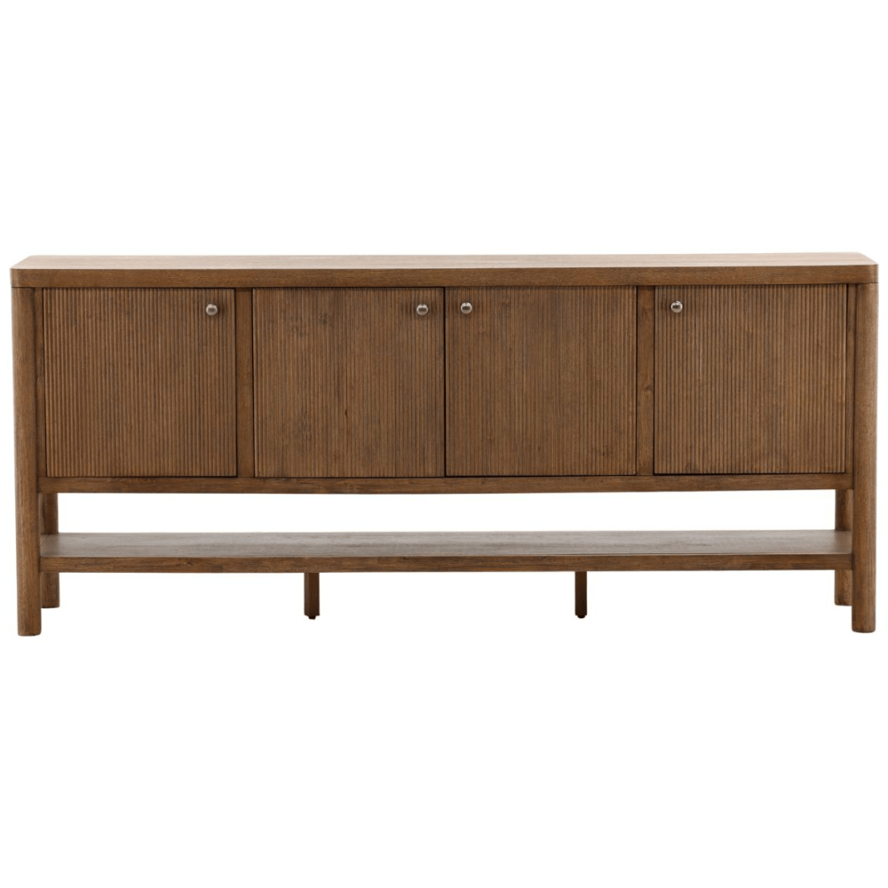 Buffet moderne Estrada en bois d'hévéa plaqué chêne finition marron foncé