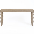 Console en jonc de mer tressé Florence avec pieds ondulés blanchis