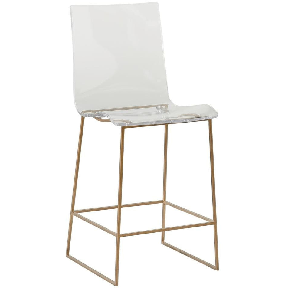 Tabouret de bar King en acrylique transparent avec base géométrique en métal
