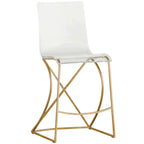 Tabouret de bar Johnson en acrylique transparent et métal doré