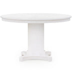 Table à manger ronde Kinsley sur pied cannelé en chêne laqué blanc