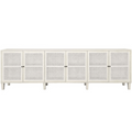 Buffet/meuble de rangement Lugano en bois d'acacia blanchi avec cannage