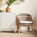 Chaise de salle à manger latérale tapissée en lin bambou Fairfield Chippendale
