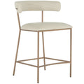 Tabouret de bar/comptoir rembourré Matlock en similicuir blanc et pieds en laiton