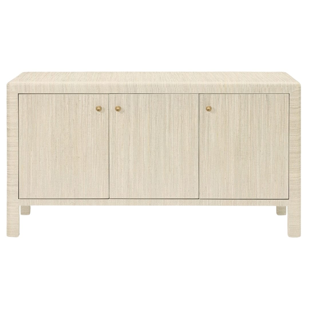 Buffet Parson en chanvre tissé à quatre portes avec coins arrondis
