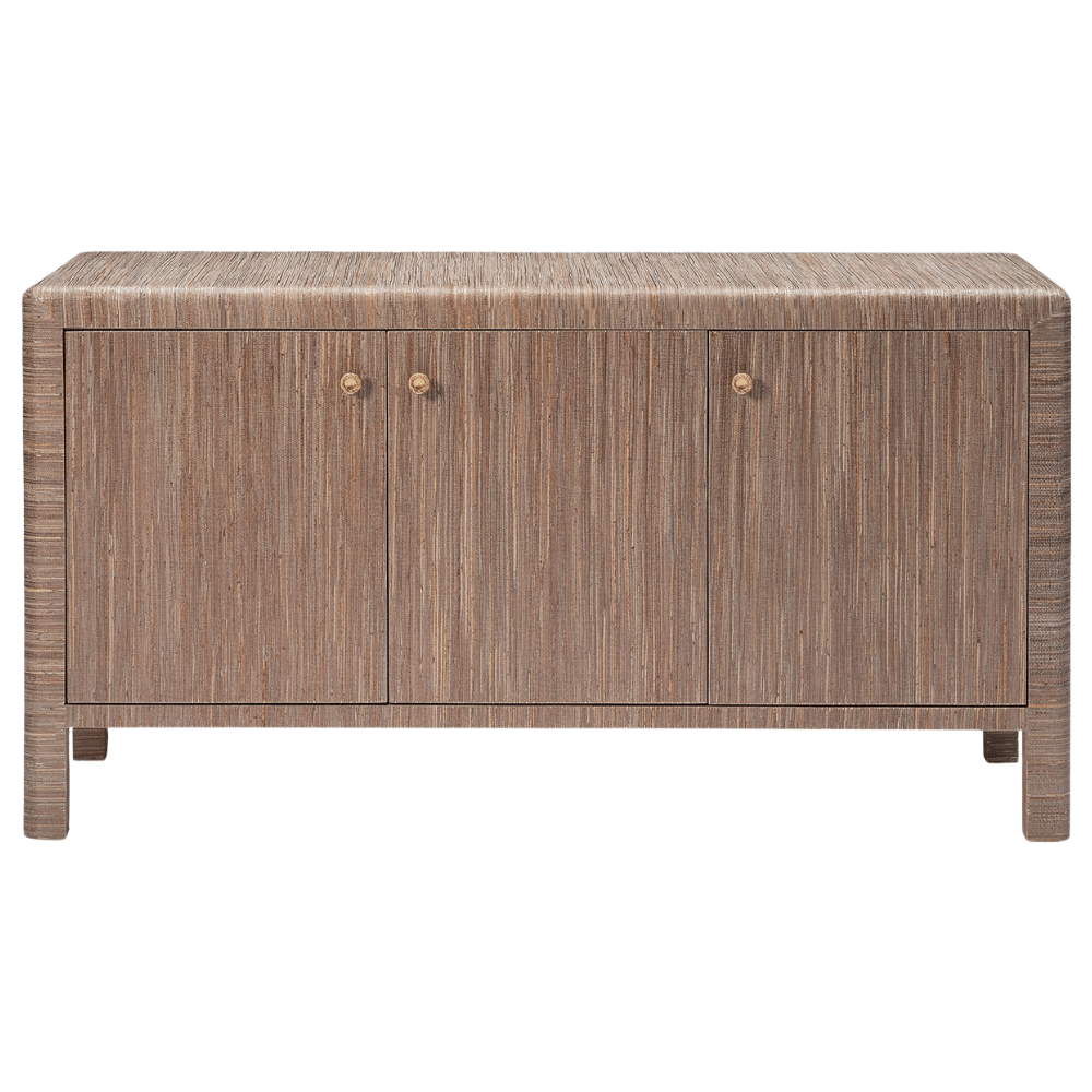 Buffet Parson en chanvre tissé à quatre portes avec coins arrondis