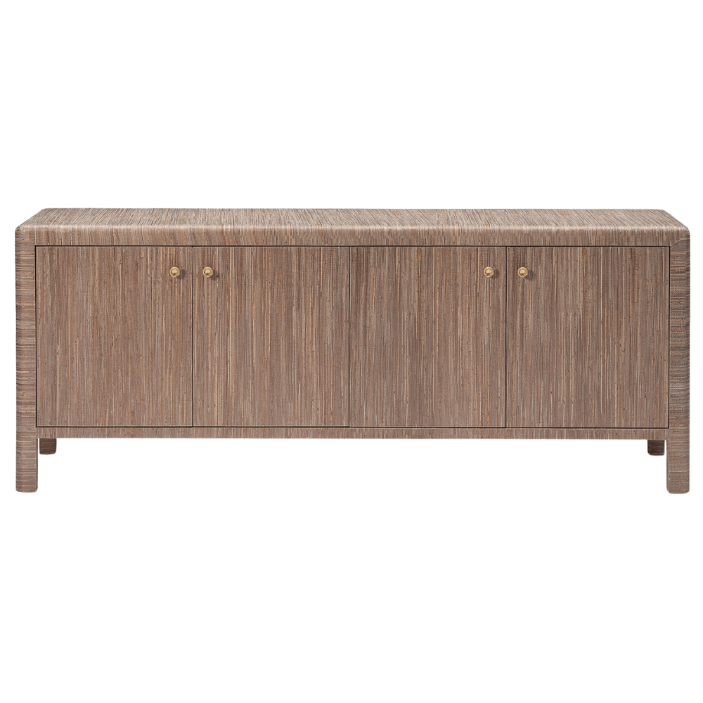 Buffet Parson en chanvre tissé à quatre portes avec coins arrondis