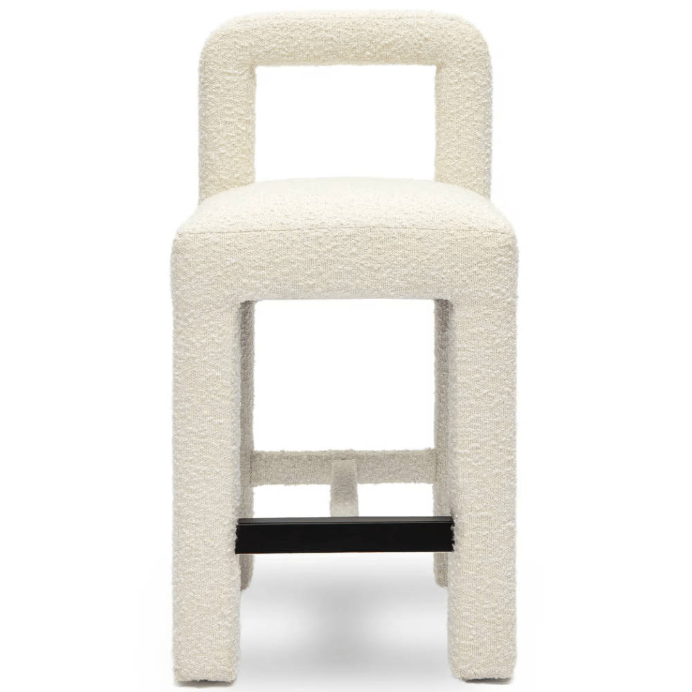 Tabouret de cuisine Sable Boucle avec cadre en bois de pin et assise en mousse