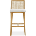Tabouret de comptoir rembourré, anti-liquide, en rotin de hêtre et hévéa, modèle Terri Tweed