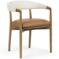 Chaise de salle à manger Vera avec dossier haut, cadre en bois massif et cuir végétalien
