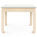 Table de jeu Bethany en lin laqué avec quatre tiroirs de rangement