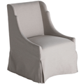 Fauteuil de salle à manger capitonné Whitfield à jupe en tissu performant beige