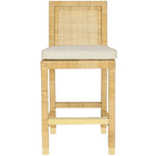 Tabouret de bar Whitney en rotin fait main, livré entièrement assemblé
