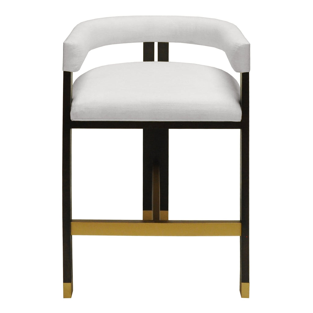 Tabouret de comptoir Cruise White Linen Barrel Back Oak Tri-Leg