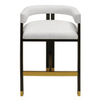 Tabouret de comptoir Cruise White Linen Barrel Back Oak Tri-Leg