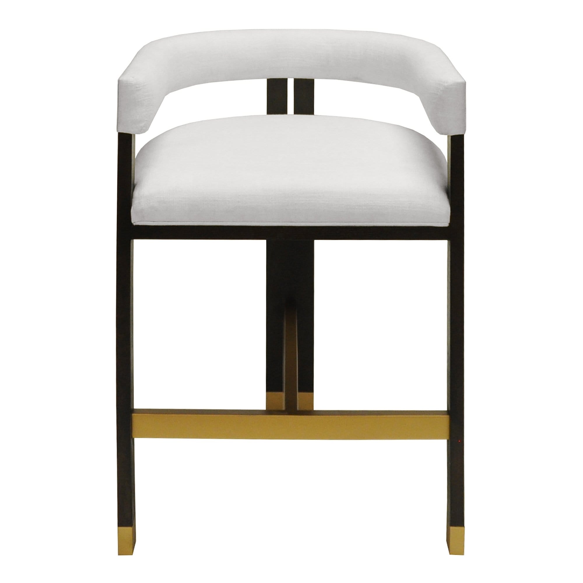 Tabouret de comptoir Cruise White Linen Barrel Back Oak Tri-Leg