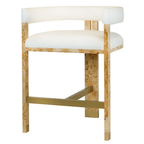 Tabouret de comptoir Cruise White Linen Barrel Back Oak Tri-Leg